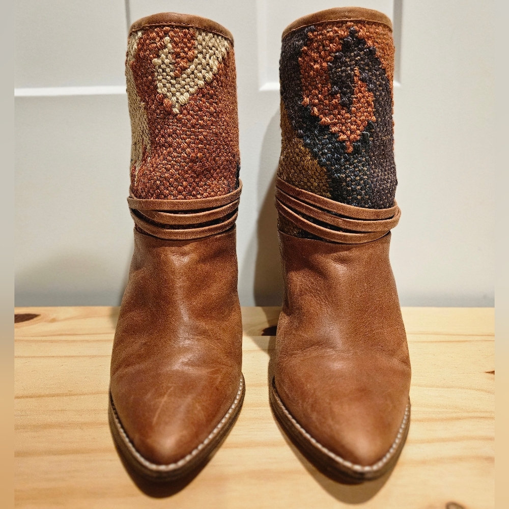 Howsty Anthropologie Tapestry Ankle Boots